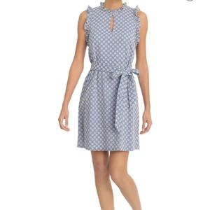 LONDON TIMES Daisy Eyelet Ruffle Trim Dress (Petite) Size NWT